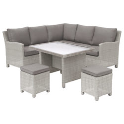 KETTLER Palma 7 Seater Mini Lounge / Dining Set With Glass Top Table Whitewash